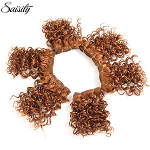Saisity 6 Inch Brazilian kinky curly hair bundles synthetic weaving ombre hair extensions short natural african braids - BzilHair – Brazilian Hair