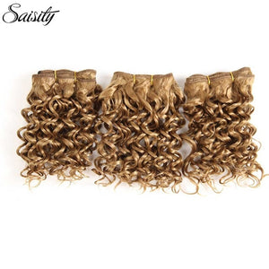 Saisity 6 Inch Brazilian kinky curly hair bundles synthetic weaving ombre hair extensions short natural african braids - BzilHair – Brazilian Hair