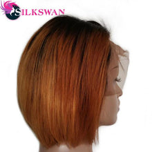 Load image into Gallery viewer, Silkswan short pixie cut wigs brazilian human remy hair customized 150% density lace front wig 1b/27 for black women side part - BzilHair – Brazilian Hair