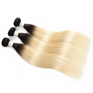 Brazilian 100% Remy Hair Weave Bundles EUPHORIA Ombre Black Honey Blonde 1B 613 Color Straight Human Hair Bundle Weft Extensions - BzilHair – Brazilian Hair